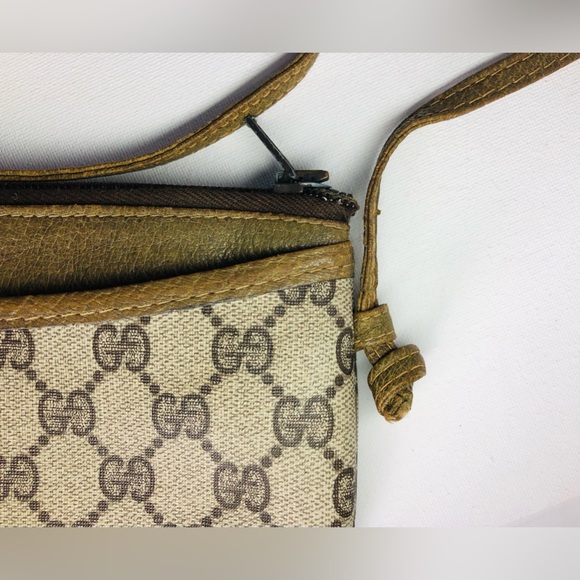 Vintage ✨ Gucci GG Monogram Coated Canvas Leather Crossbody Authenticated COA - Picture 14 of 16
